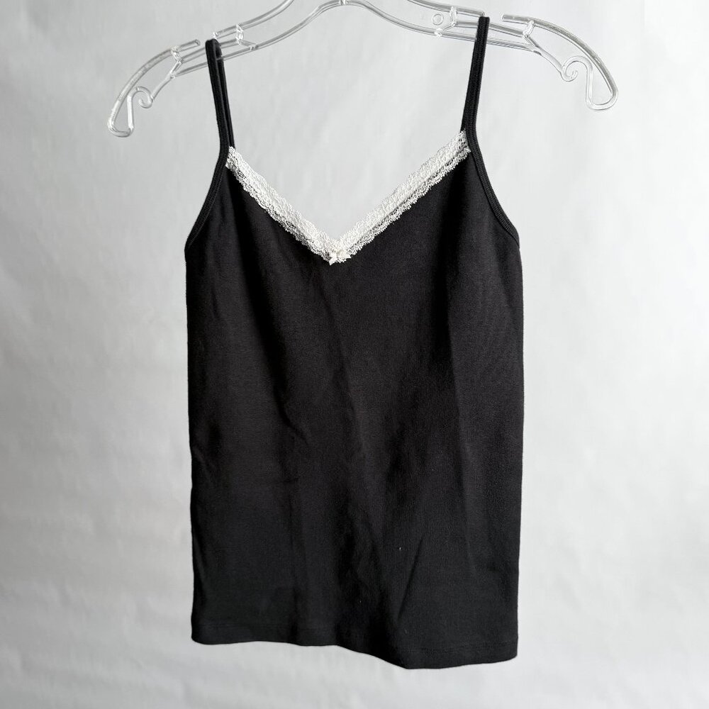 Brandy Melville Black Tank w/ White lace Trim